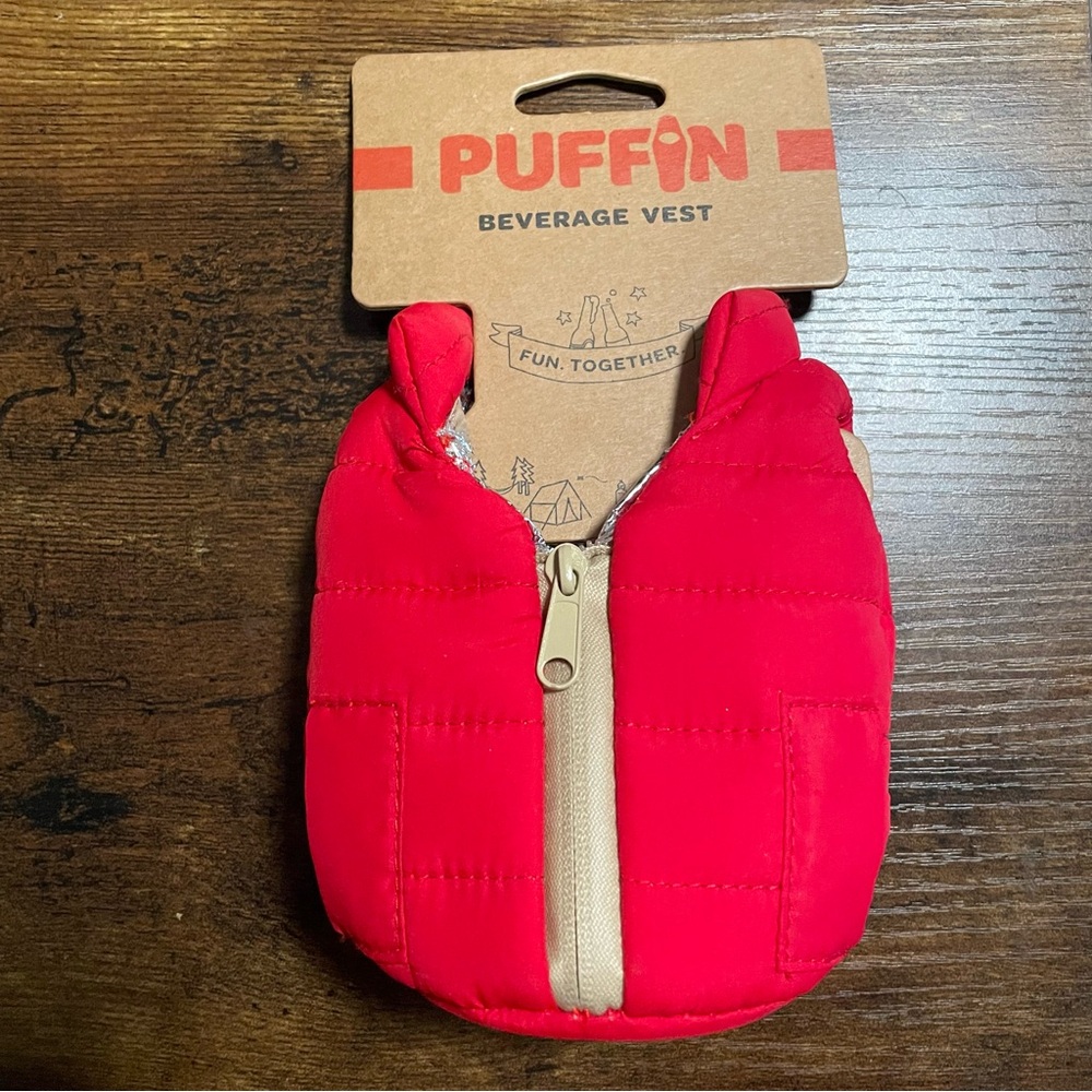 NWT Puffin Beverage Vest- Merlot & Tan